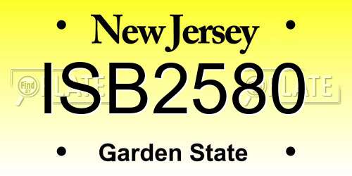 ISB2580 New Jersey License Plate