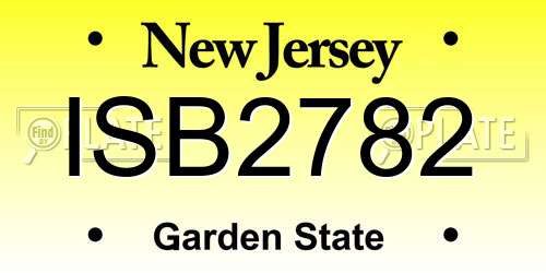 ISB2782 New Jersey License Plate