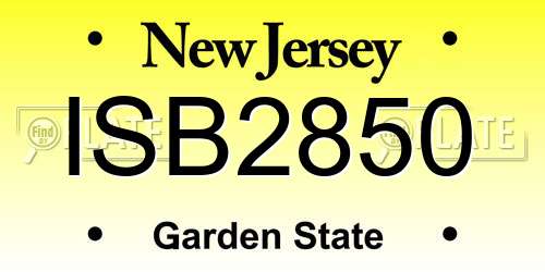 ISB2850 New Jersey License Plate