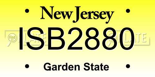 ISB2880 New Jersey License Plate