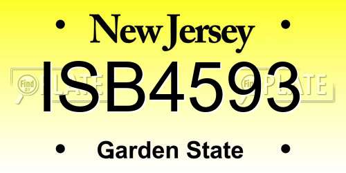 ISB4593 New Jersey License Plate
