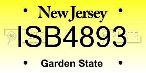 ISB4893 New Jersey License Plate