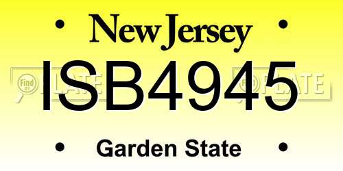 ISB4945 New Jersey License Plate