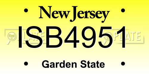 ISB4951 New Jersey License Plate