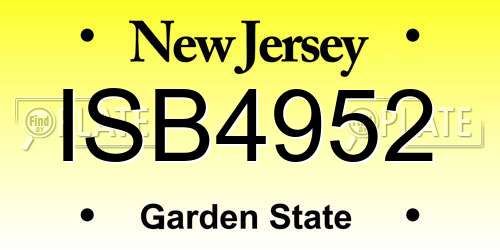 ISB4952 New Jersey License Plate