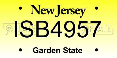 ISB4957 New Jersey License Plate