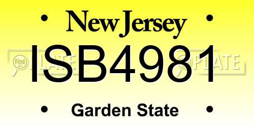 ISB4981 New Jersey License Plate