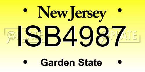 ISB4987 New Jersey License Plate