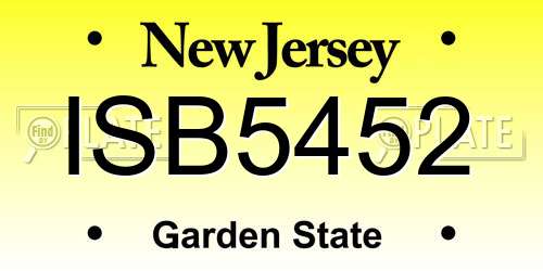 ISB5452 New Jersey License Plate