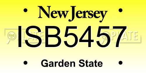 ISB5457 New Jersey License Plate