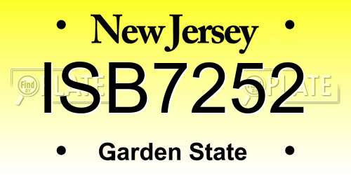 ISB7252 New Jersey License Plate