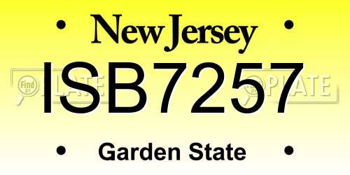 ISB7257 New Jersey License Plate