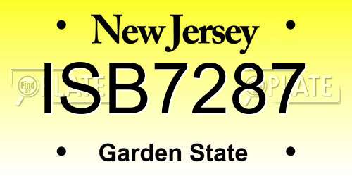 ISB7287 New Jersey License Plate