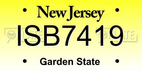 ISB7419 New Jersey License Plate