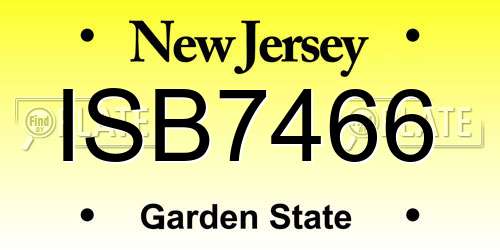 ISB7466 New Jersey License Plate