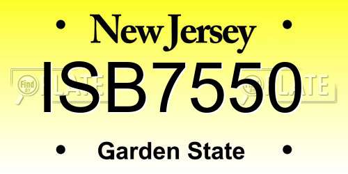 ISB7550 New Jersey License Plate