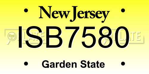 ISB7580 New Jersey License Plate