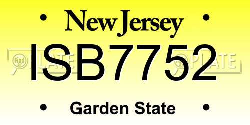 ISB7752 New Jersey License Plate