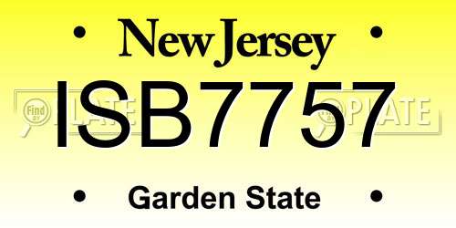 ISB7757 New Jersey License Plate