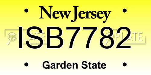 ISB7782 New Jersey License Plate