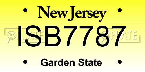 ISB7787 New Jersey License Plate