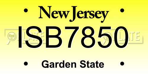 ISB7850 New Jersey License Plate