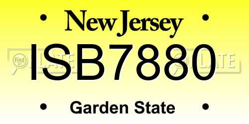 ISB7880 New Jersey License Plate