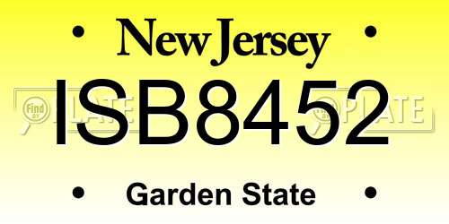 ISB8452 New Jersey License Plate