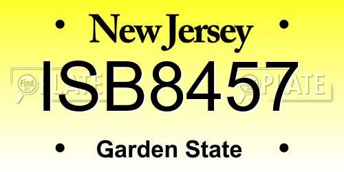 ISB8457 New Jersey License Plate