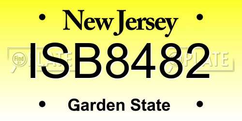 ISB8482 New Jersey License Plate