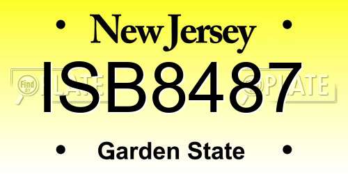 ISB8487 New Jersey License Plate