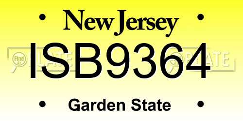 ISB9364 New Jersey License Plate