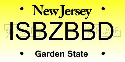 ISBZBBD New Jersey License Plate