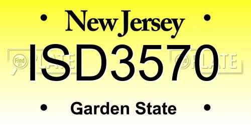 ISD3570 New Jersey License Plate