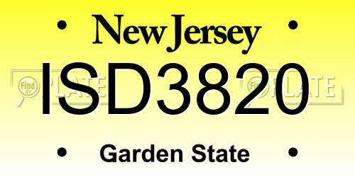 ISD3820 New Jersey License Plate