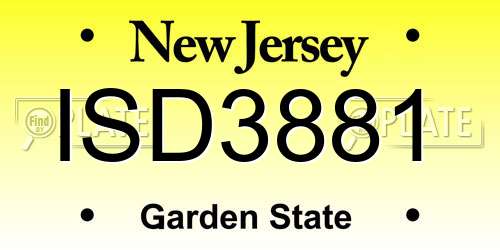 ISD3881 New Jersey License Plate