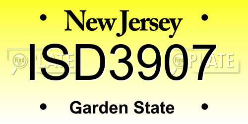 ISD3907 New Jersey License Plate