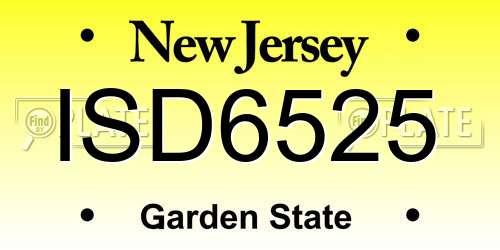 ISD6525 New Jersey License Plate