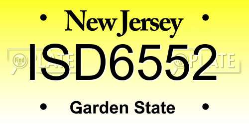 ISD6552 New Jersey License Plate