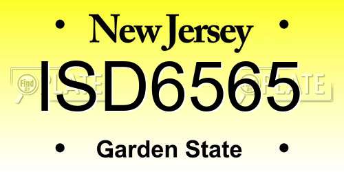 ISD6565 New Jersey License Plate
