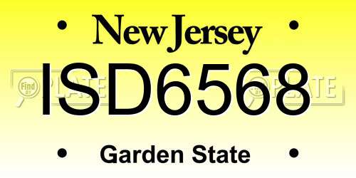 ISD6568 New Jersey License Plate