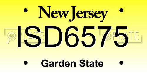 ISD6575 New Jersey License Plate