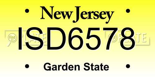 ISD6578 New Jersey License Plate