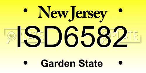 ISD6582 New Jersey License Plate