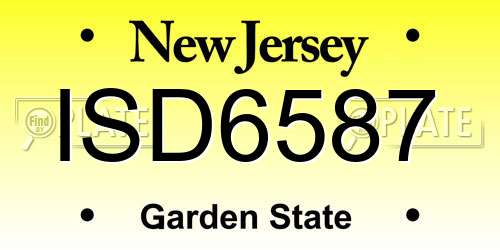ISD6587 New Jersey License Plate