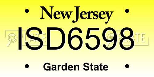 ISD6598 New Jersey License Plate
