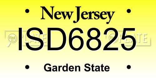 ISD6825 New Jersey License Plate