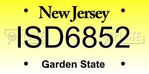 ISD6852 New Jersey License Plate