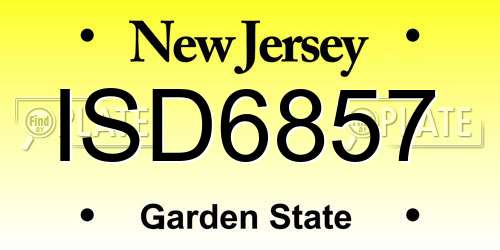ISD6857 New Jersey License Plate