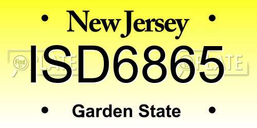 ISD6865 New Jersey License Plate